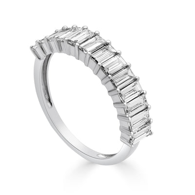 Evette Half Eternity Band 14K White Gold Baguette Cut Lab Grown Diamonds 1.25cts