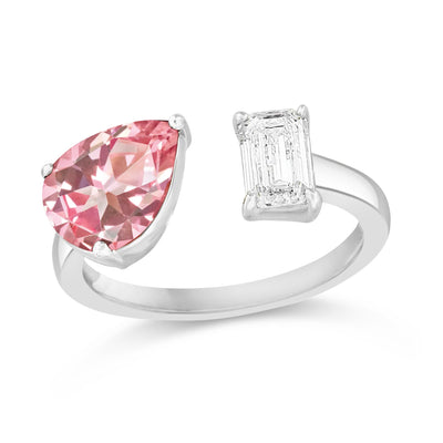 Pink Pear and White Emerald Toi Moi RIng