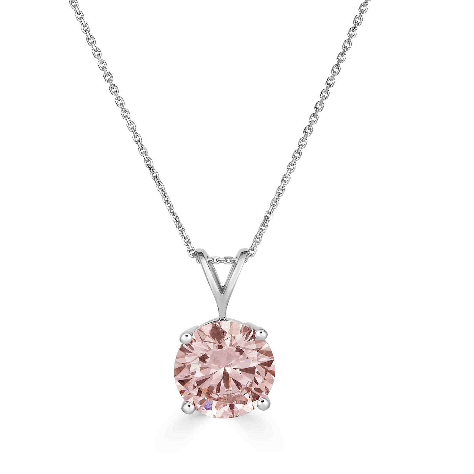 Pink Round Solitaire Pendant 2ct