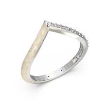 Vida Lab Diamonds Ceramic Chic Golden Sand 'V' Ring 925 Sterling Silver 0.16 CTW Round Lab Grown Diamonds