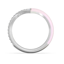 Vida Lab Diamonds Ceramic Chic Pink Mist 'V' Ring 925 Sterling Silver 0.16 CTW Round Lab Grown Diamonds