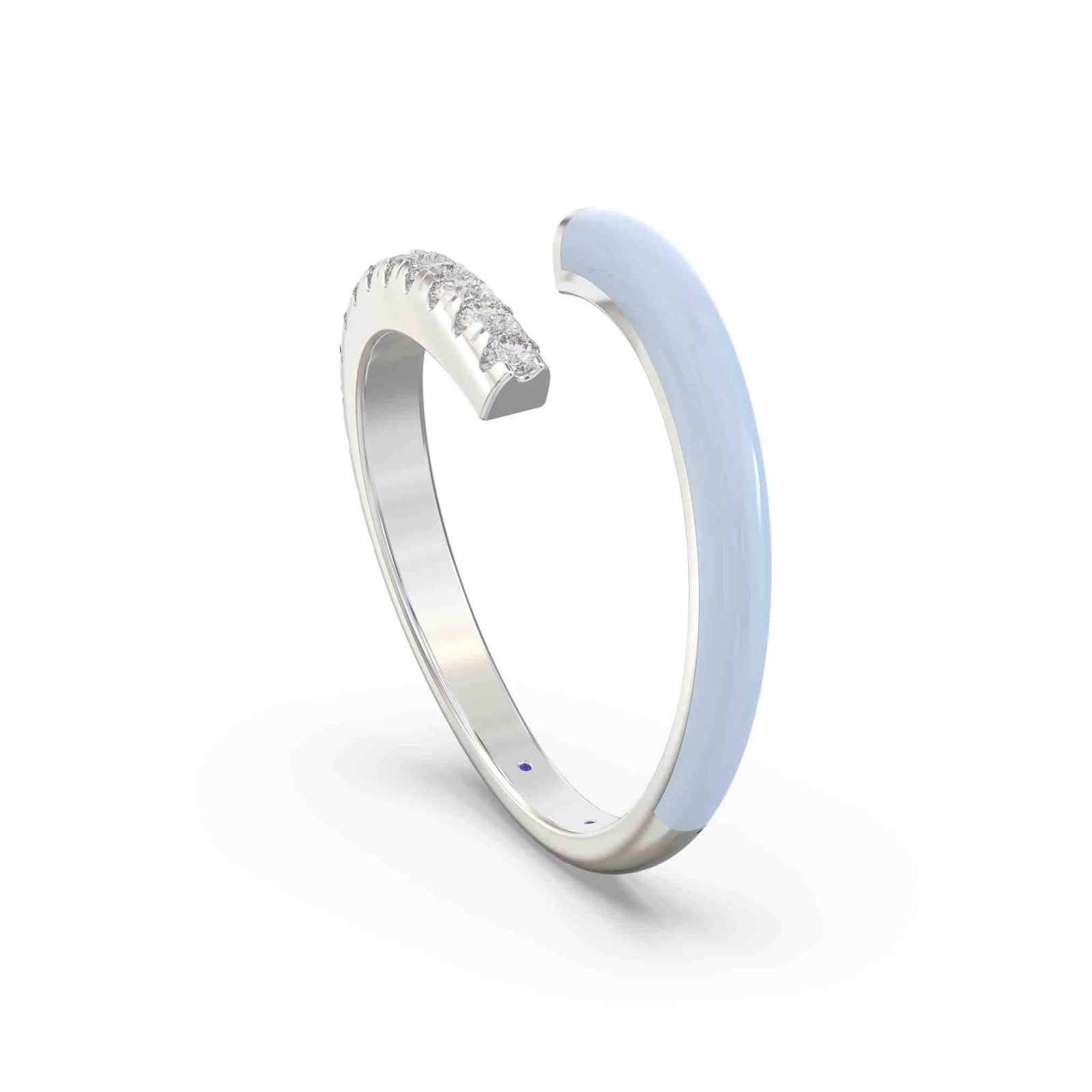 Ceramic Chic Blue Mist Open Wrap Lab Grown Diamond Band