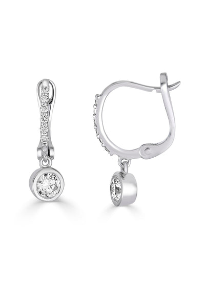 Rocio Dangle Bezel Set Earrings on Pave French Wire