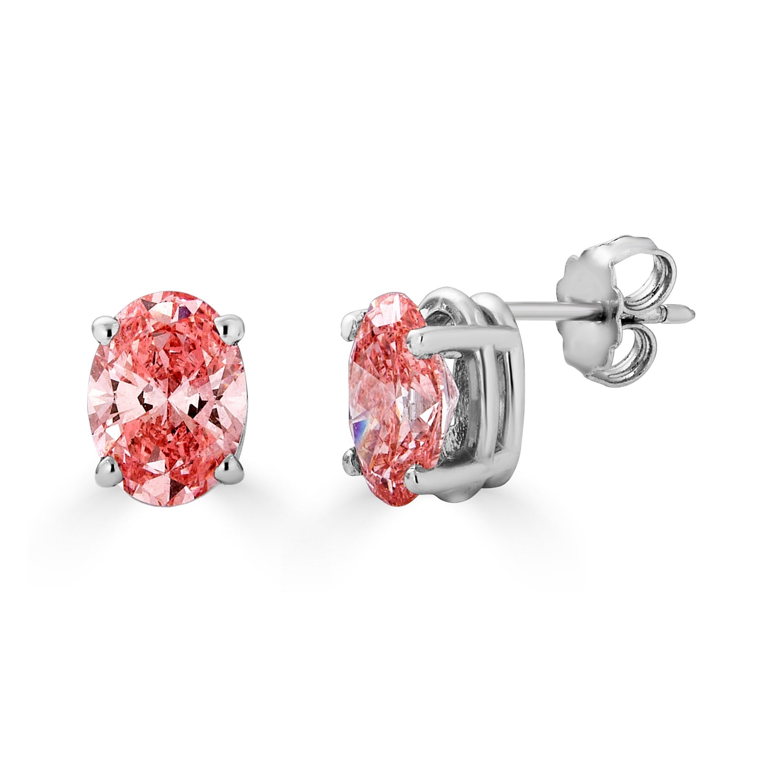 Rosé Collection Pink Oval Diamond Studs 3cttw