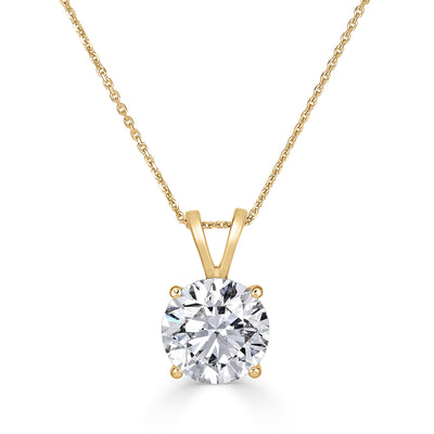 Vida Classic Round Solitaire 2.00ct Pendant 14K Yellow Gold