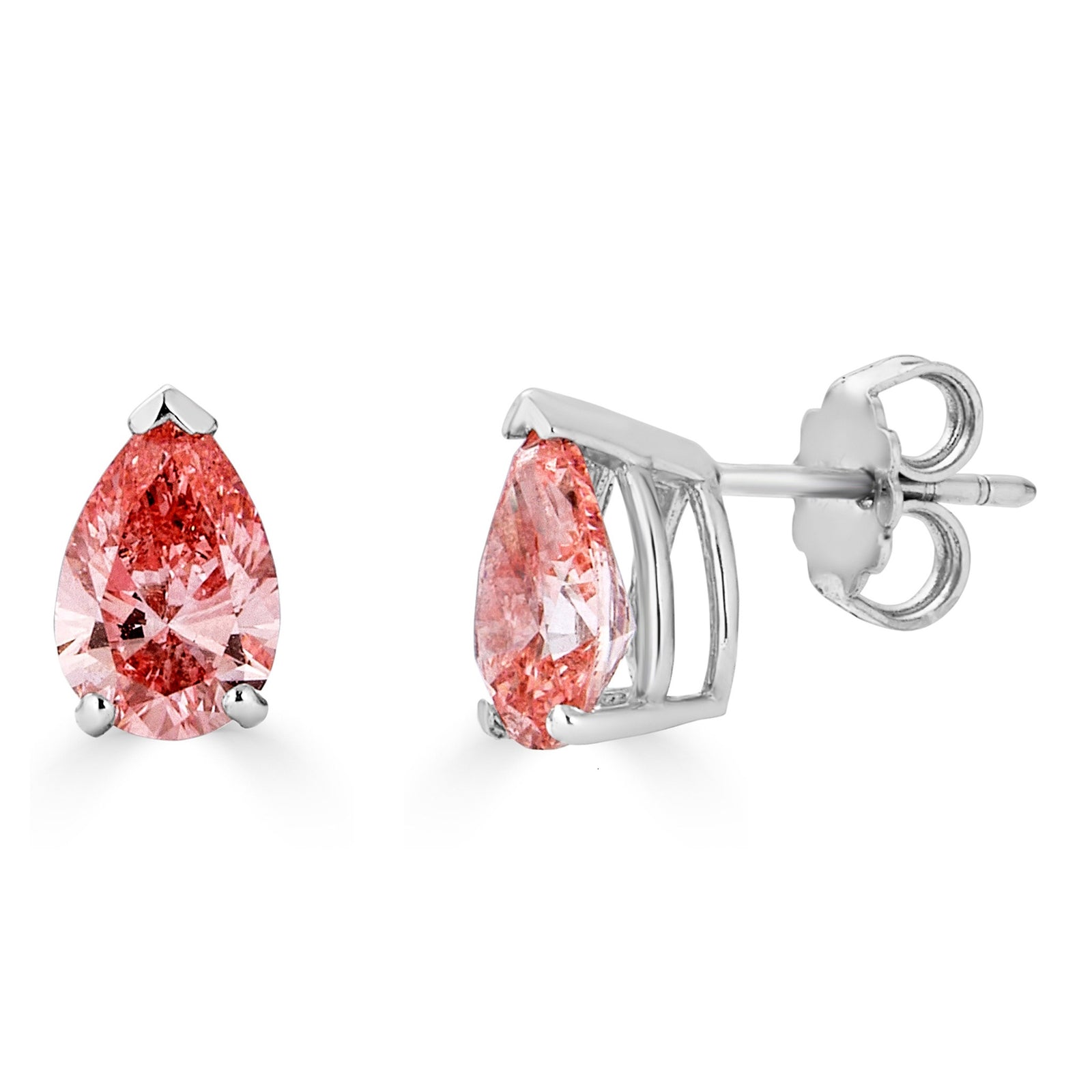 Rosé Collection Pink Pear Diamond Studs 3cttw