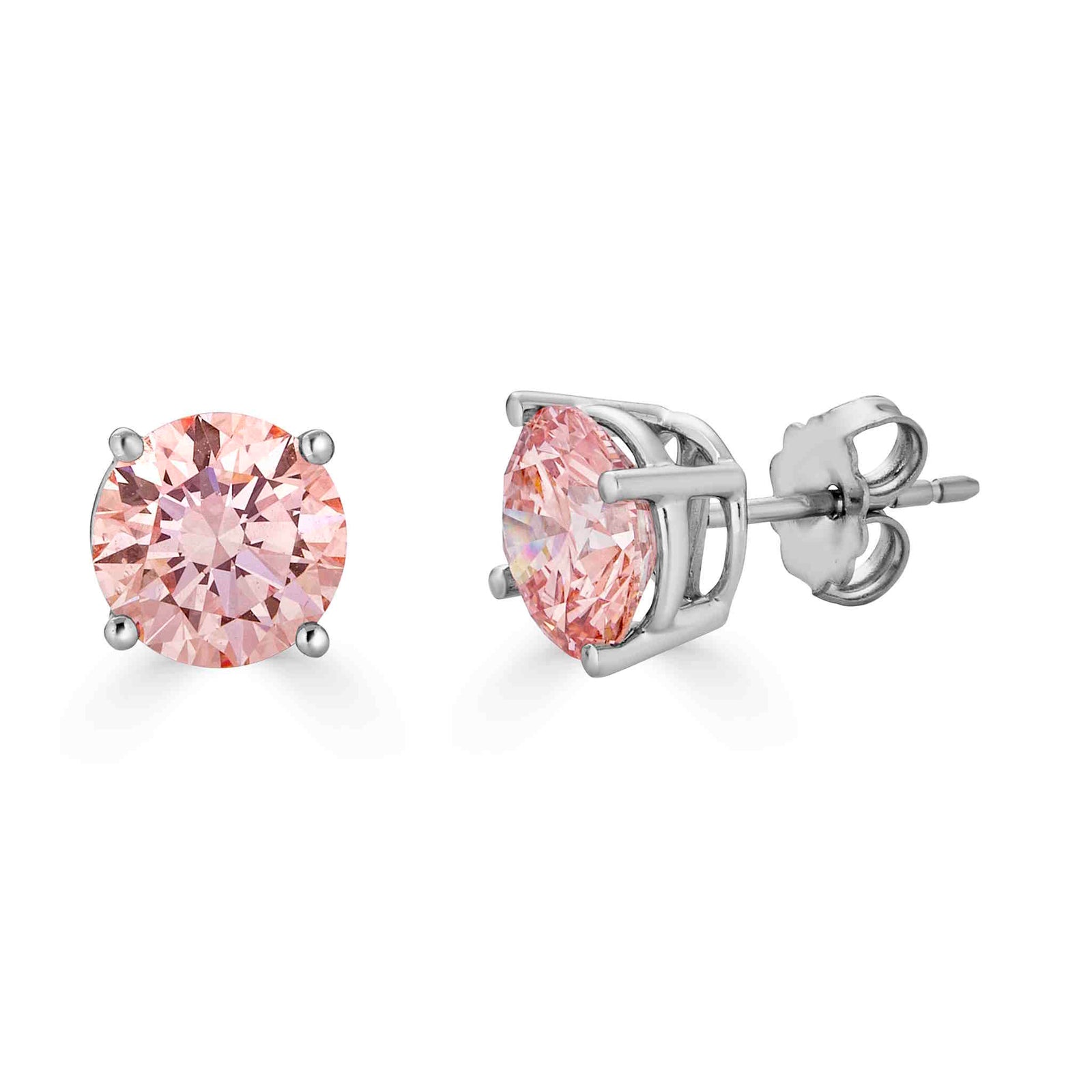 Rosé Pink Round Diamond Studs 3cttw